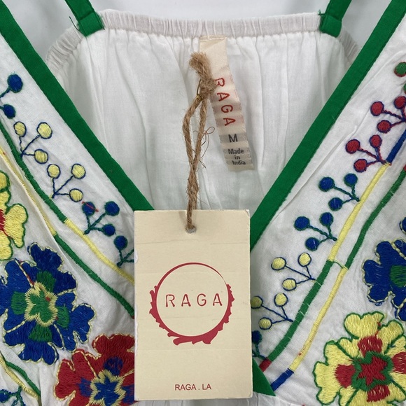 Anthropologie Raga Boho Floral Embroidered Babydoll Mini Dress Size Medium - Picture 5 of 9